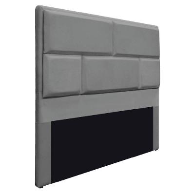 Cabeceira Queen Brick 160 Cm Cama Box Suede Cinza