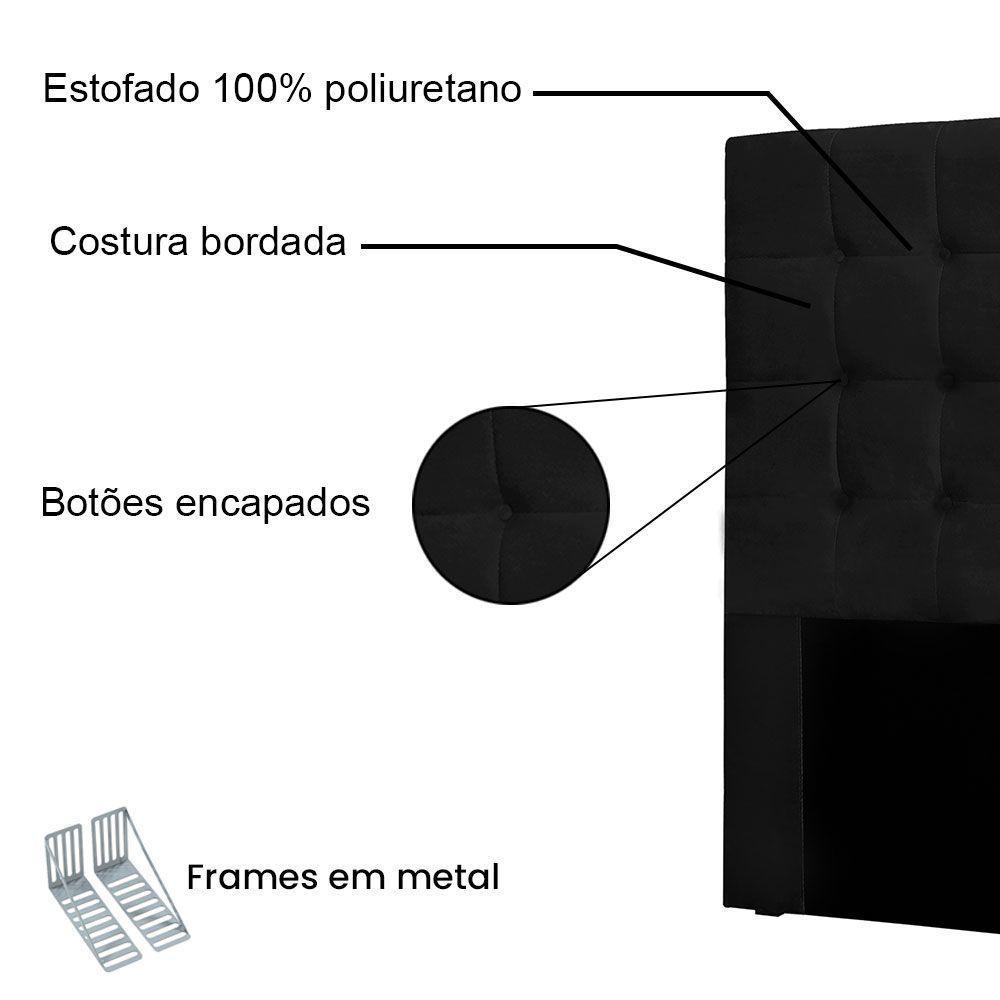 Cabeceira Solteiro 0,90m Santiago Suede - Pallazio Cor Preto - 3