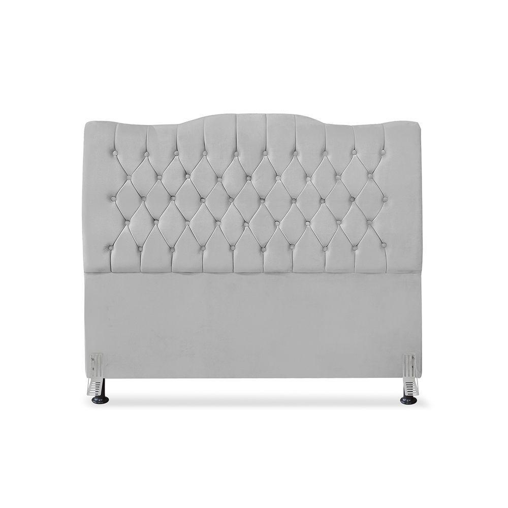 Cabeceira De Cama Box Casal 140 Cm Dunas - Veludo Cinza - 3