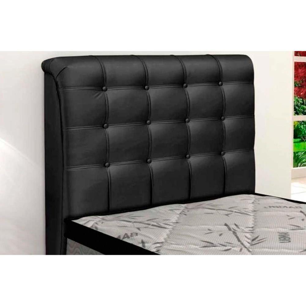 Cabeceira Cama Box Estofada Solteiro Solteiro Dama Courano Preto - Simbal - 4
