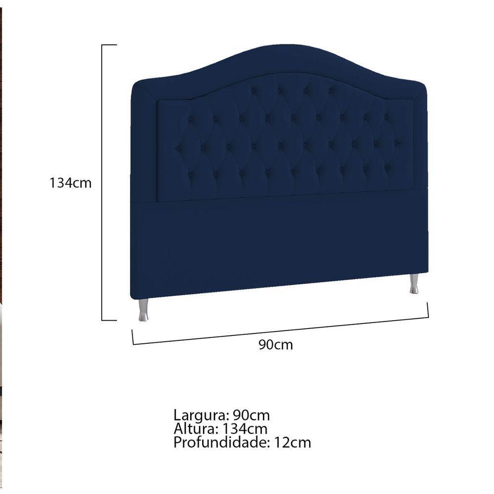 Cabeceira Solteiro ághata P04 90 Cm Suede Azul Marinho - 5
