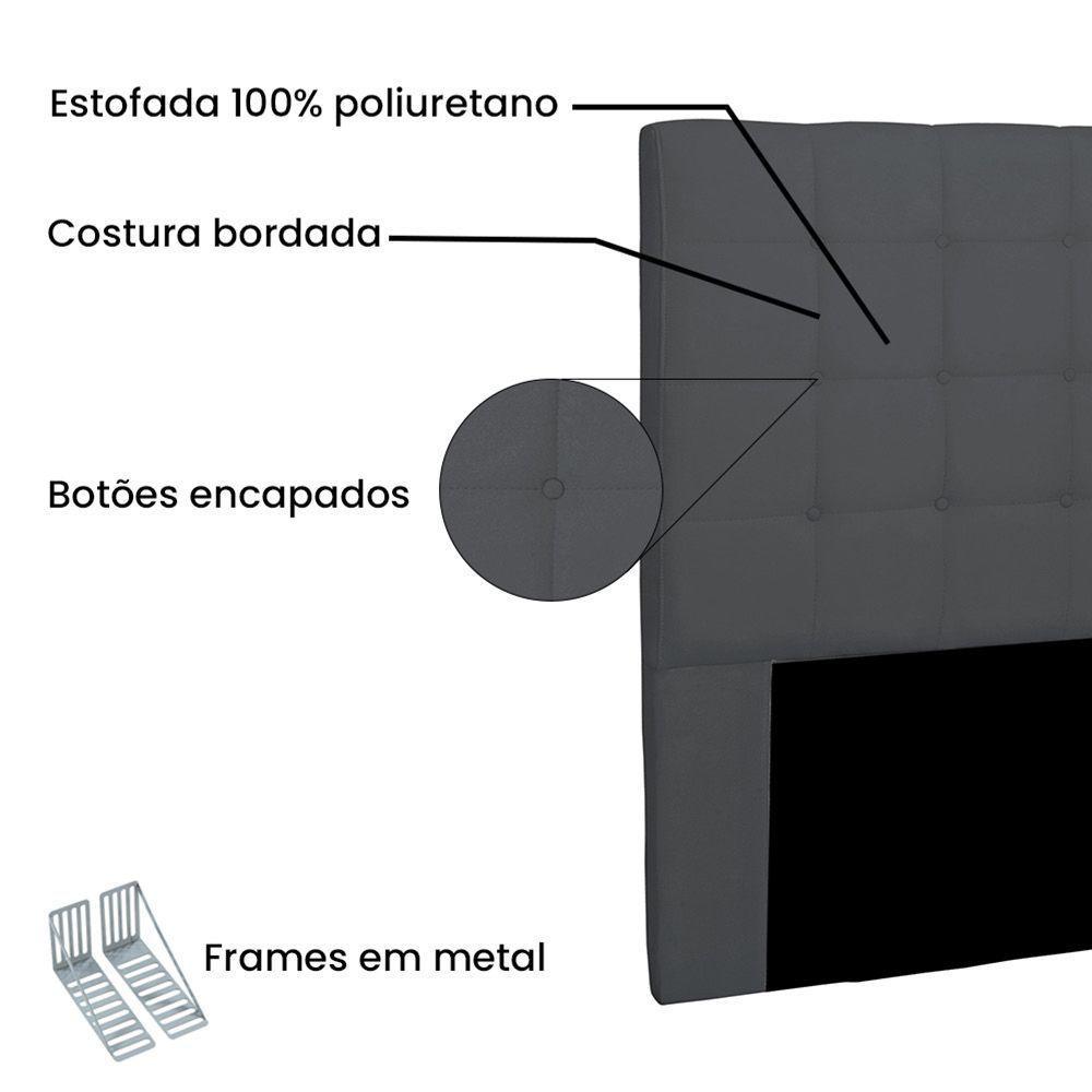 Cabeceira Verona Cama Box Casal 140 Cm Cinza - 3