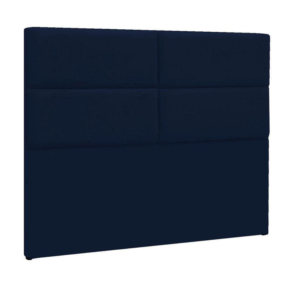 Cabeceira Solteiro Berlim P04 90 Cm Suede Azul Marinho - 1