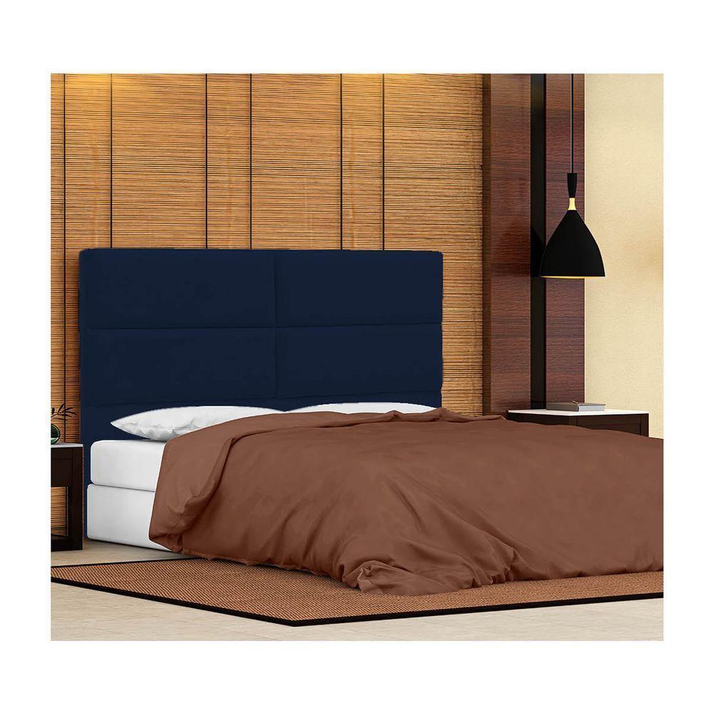 Cabeceira Solteiro Berlim P04 90 Cm Suede Azul Marinho - 6