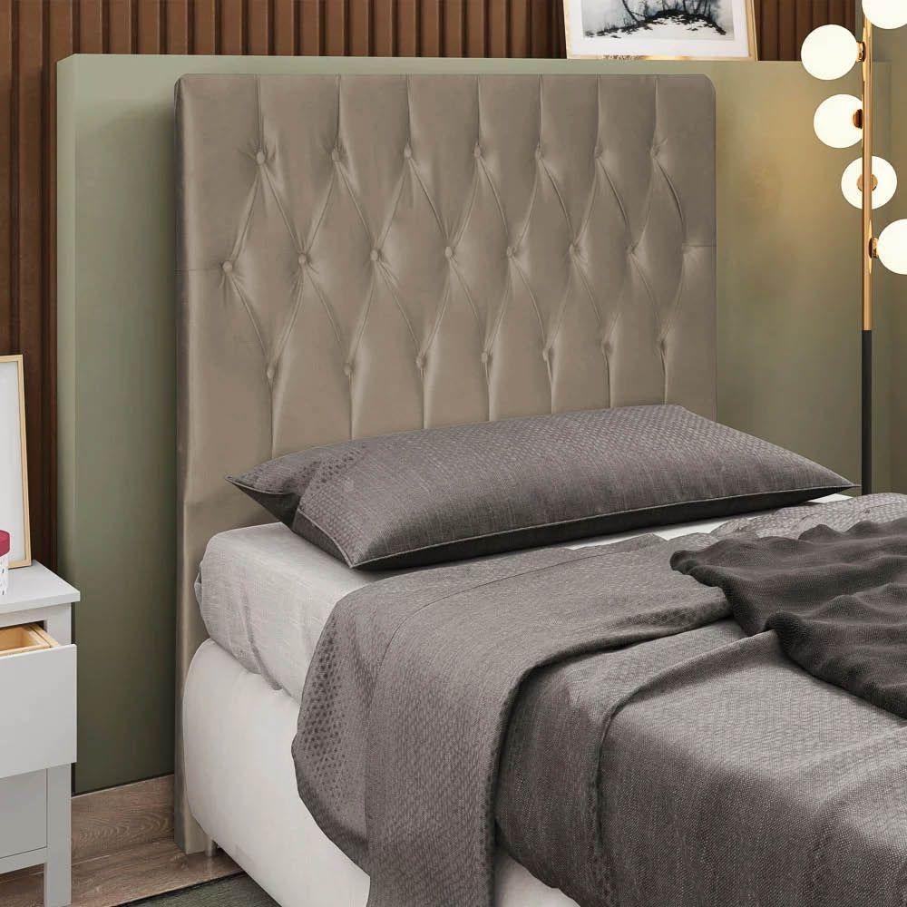 Cabeceira Solteiro 0,90m Estocolmo Suede - Pallazio Cor Bege - 3