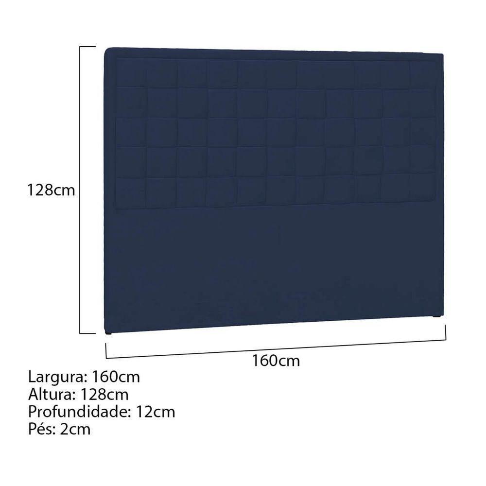 Cabeceira Queen Palermo P04 160 Cm Suede Azul Marinho - 5