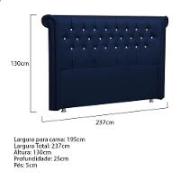 Cabeceira King Brescia P04 195 Cm Suede Azul Marinho Tca 948 - 5