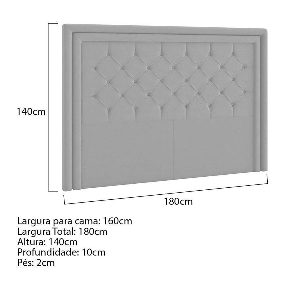 Cabeceira Queen Estocolmo P04 160 Cm Suede Cinza Tca 940 - 5