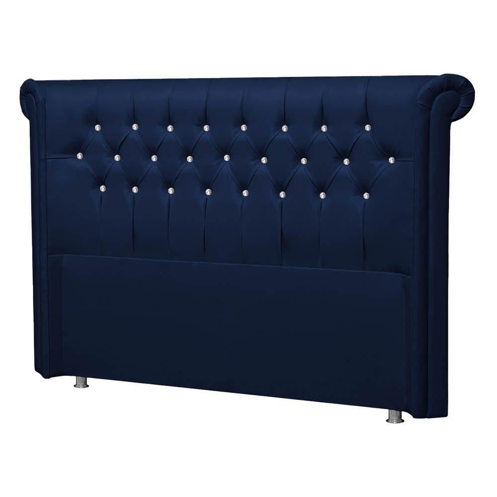 Cabeceira Queen Brescia P04 160 Cm Suede Azul Marinho - 4