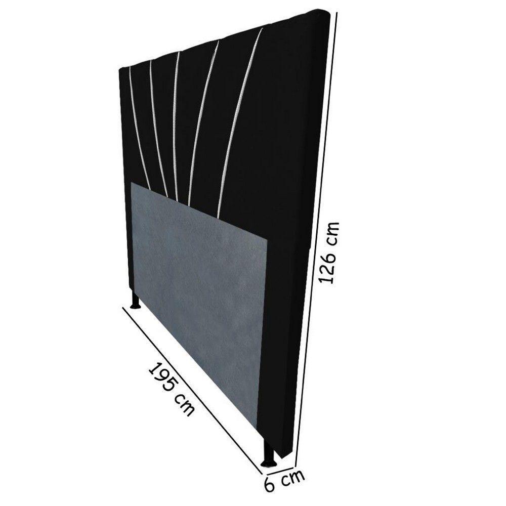 Cabeceira Cama Box Casal King Size Dallas 195Cm Preto - 3