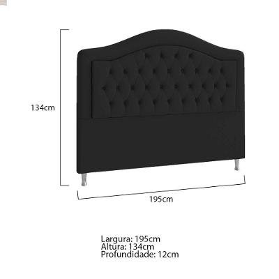Cabeceira King ághata P04 195 Cm Suede Preto Tca 944