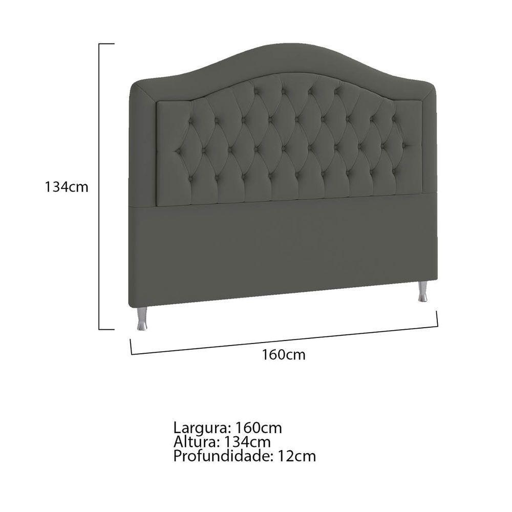 Cabeceira Queen ághata P04 160 Cm Suede Cinza Escuro - 5