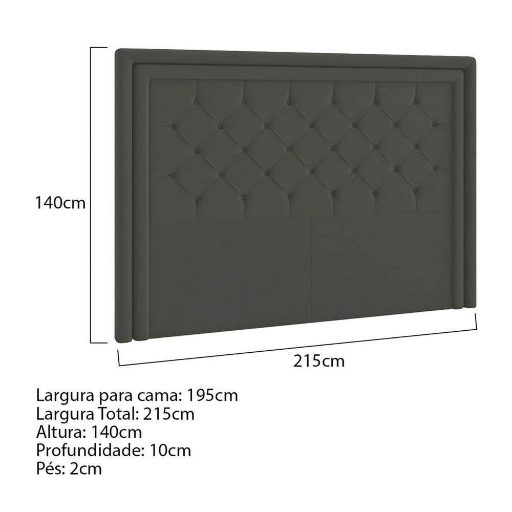 Cabeceira King Estocolmo P04 195 Cm Suede Cinza Escuro - 5