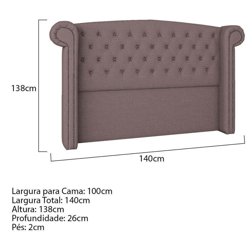Cabeceira Solteiro Lyon P04 100 Cm Suede Rosê Tca 949 - 5