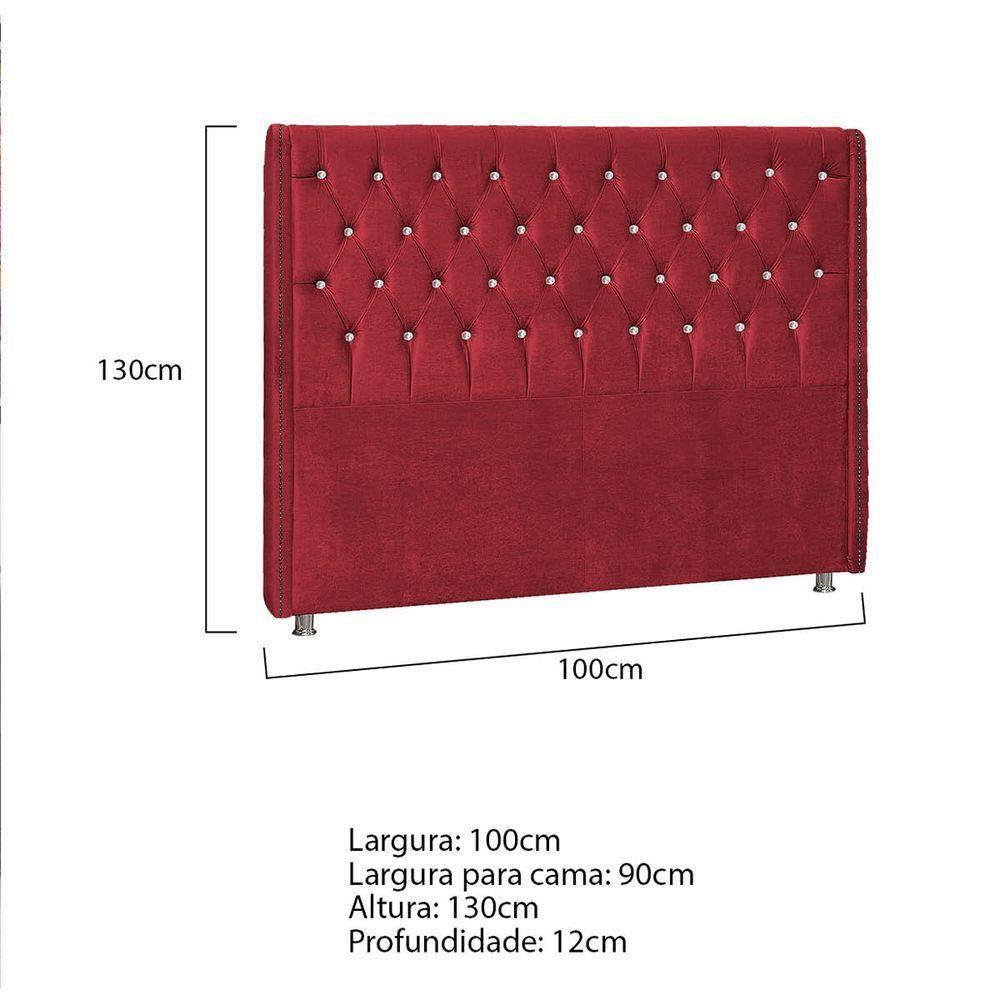 Cabeceira Solteiro Tóquio P04 90 Cm Suede Vermelho Tca 53 - 5