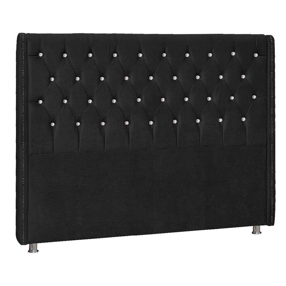 Cabeceira Casal Tóquio P04 140 Cm Suede Preto Tca 944 - 1