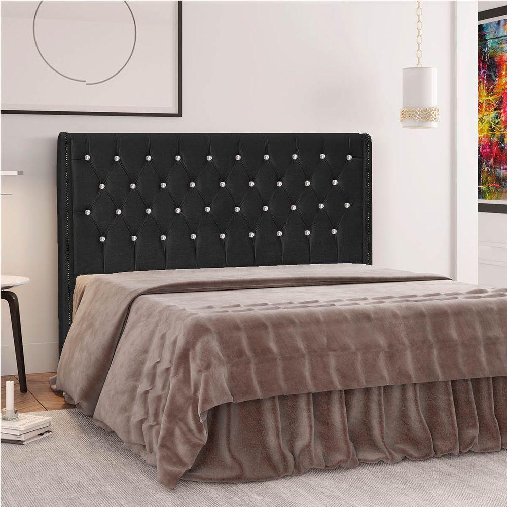 Cabeceira Casal Tóquio P04 140 Cm Suede Preto Tca 944 - 6