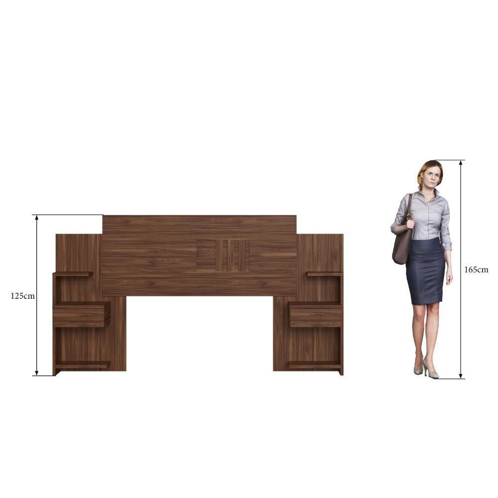 Cabeceira Casal Extensível Com 2 Mesas De Apoio Ônix Decibal - Wengue Wengue - 2