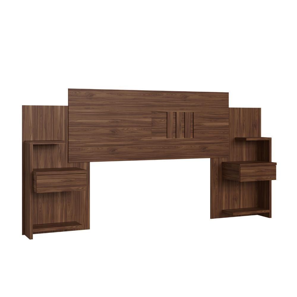 Cabeceira Casal Extensível Com 2 Mesas De Apoio Ônix Decibal - Wengue Wengue - 5