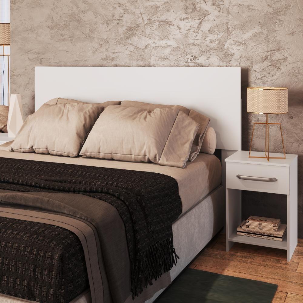 Cabeceira Com 2 Mesas De Apoio Ca41 Decibal Branco - 1