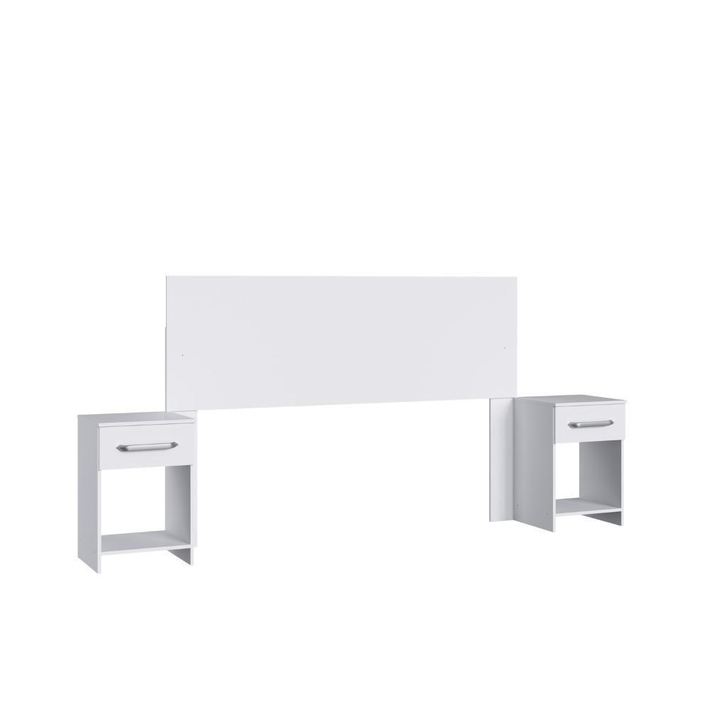 Cabeceira Com 2 Mesas De Apoio Ca41 Decibal Branco - 3