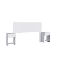 Cabeceira Com 2 Mesas De Apoio Ca41 Decibal Branco - 3