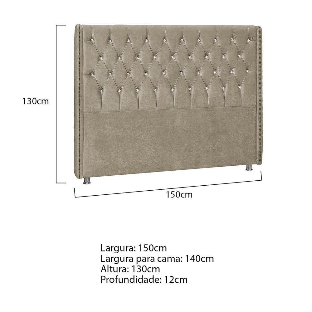 Cabeceira Casal Tóquio P04 140 Cm Suede Bege Tca 941 - 5