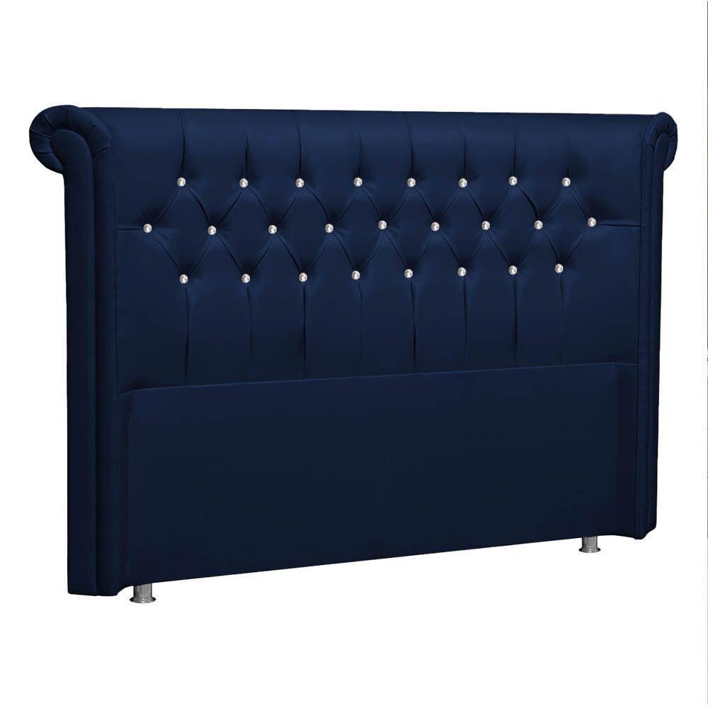 Cabeceira Solteiro P04 90 Cm Suede Azul Tca 948 - 1