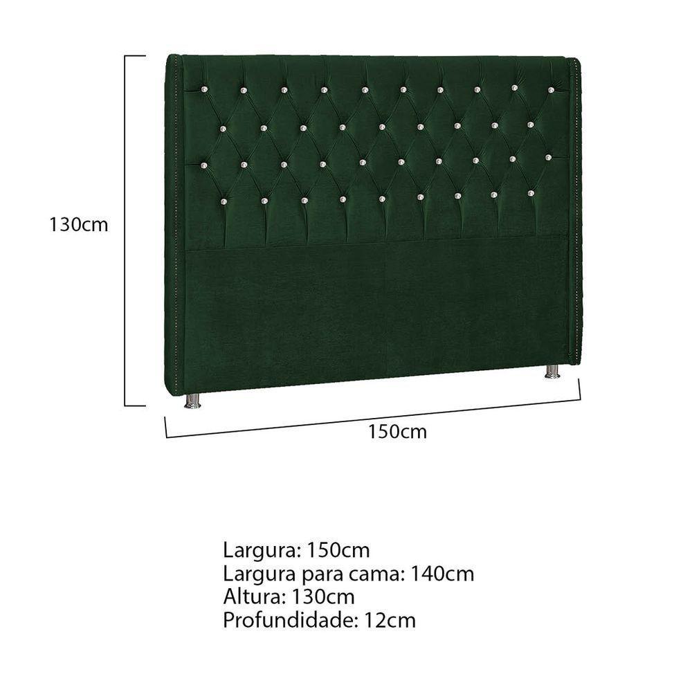 Cabeceira Casal Tóquio P04 140 Cm Suede Verde Tca 947 - 5