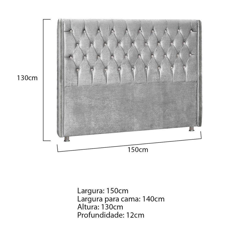 Cabeceira Casal Tóquio P04 140 Cm Suede Cinza Tca 940 - 5