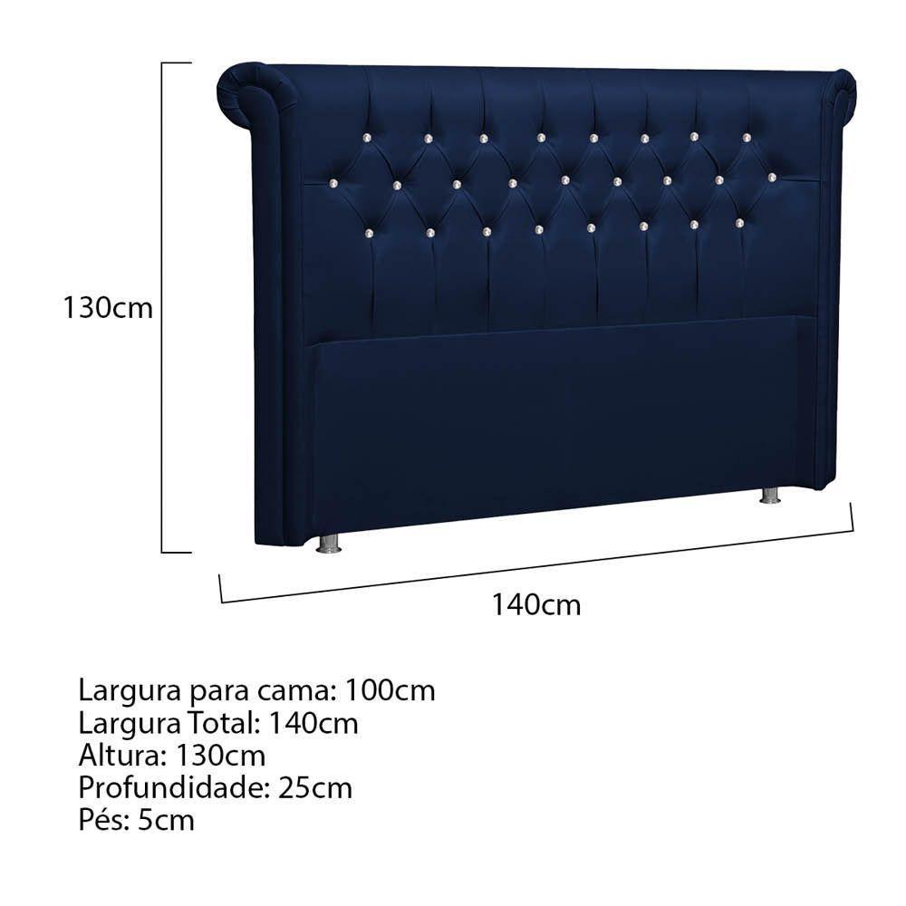 Cabeceira Solteiro P04 100 Cm Suede Azul Tca 948 - 5