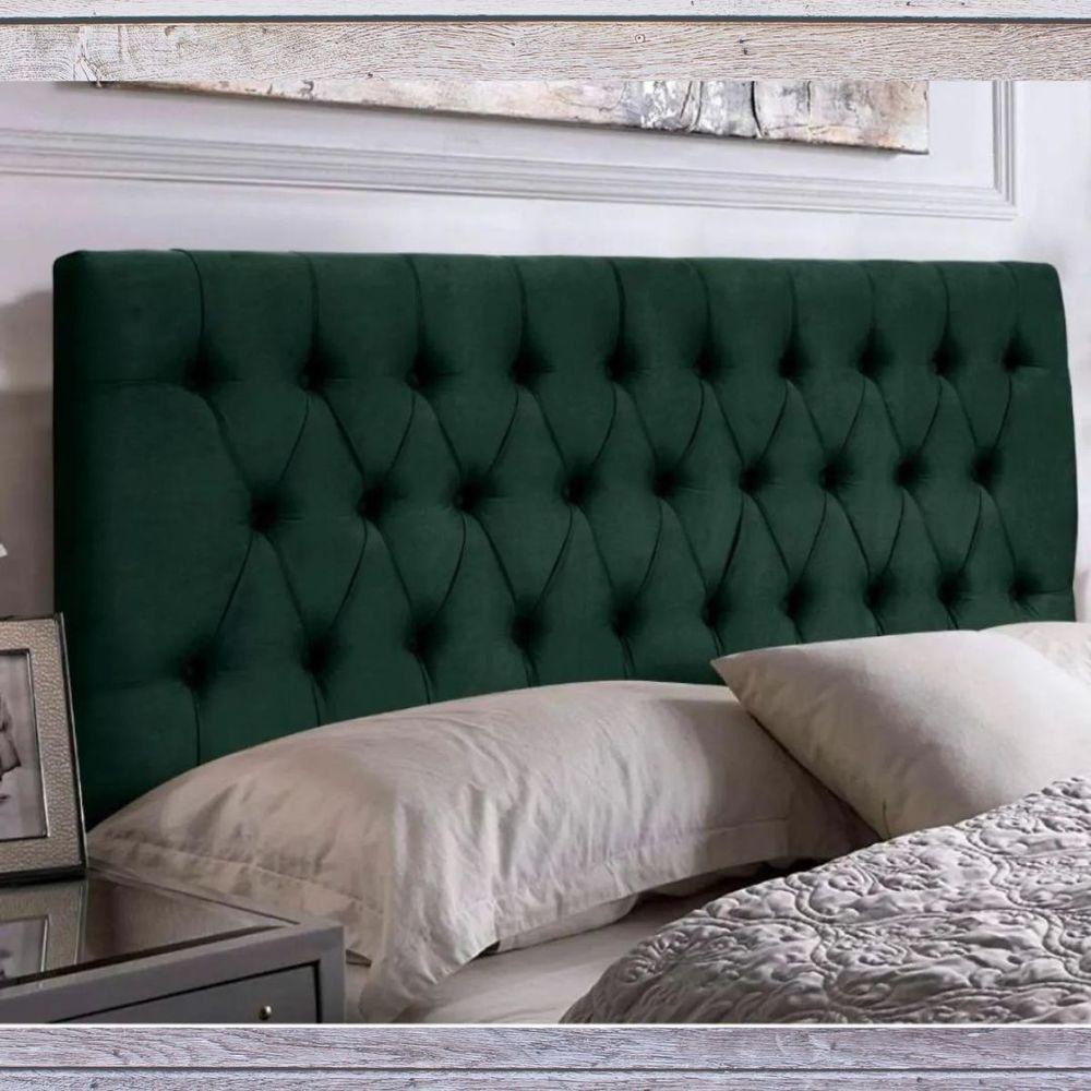 Painel Cabeceira Dubai Para Cama Box-1,38 Mt-suede Verde - 3