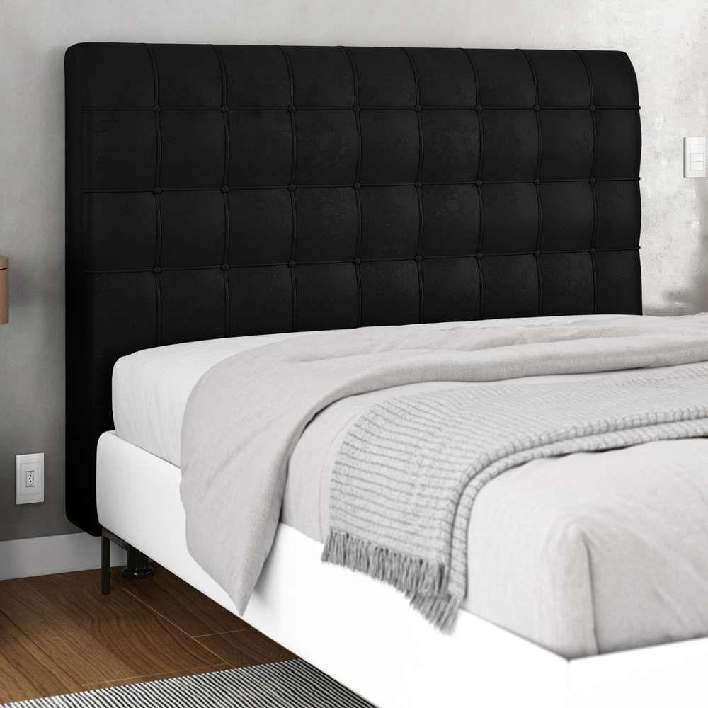 Cabeceira Cama Box Casal Queen Size Ciara 160cm Botonê Com Frame Suede Preto - Abmaza - 6