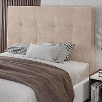 Cabeceira Cama Box Casal King Size Luana 193cm Veludo Bege - Abmaza - 1