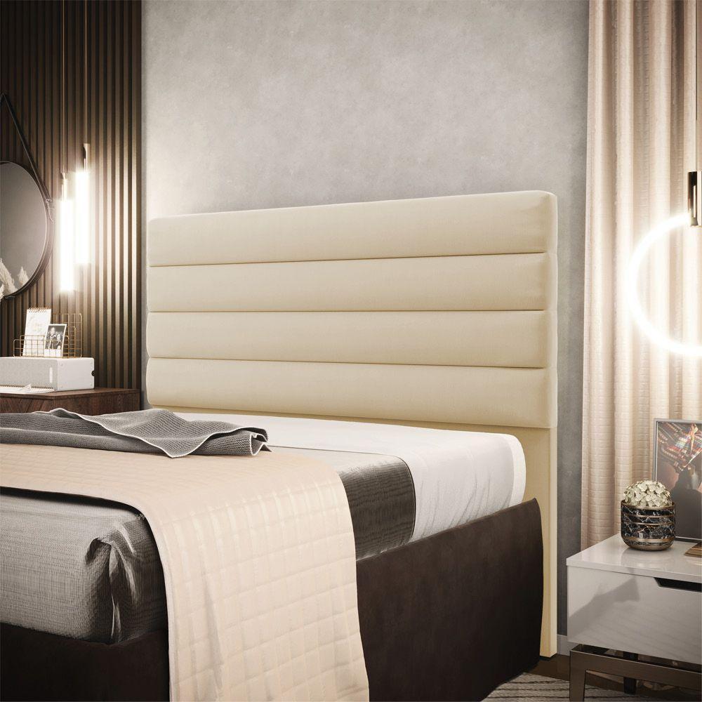 Cabeceira Para Cama Box Queen 160 Cm Suede Bege - 8