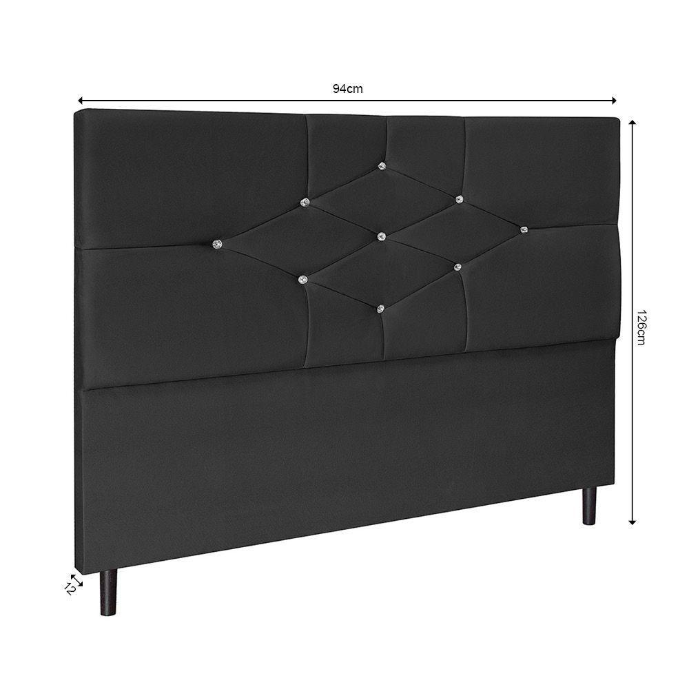 Cabeceira Camboriú Para Cama Box Solteiro 94 Cm Suede Preto - 2