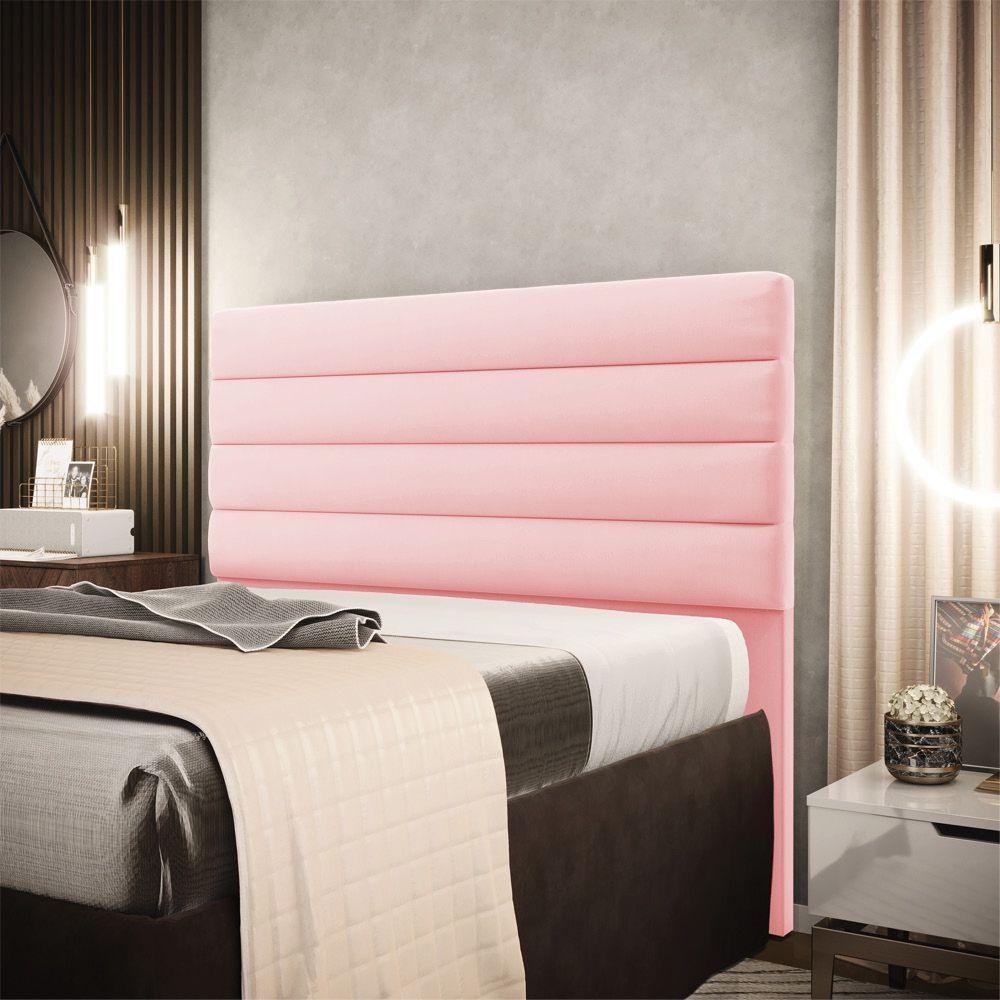 Cabeceira Para Cama Box Queen 160 Cm Suede Rosa Bebê - 8