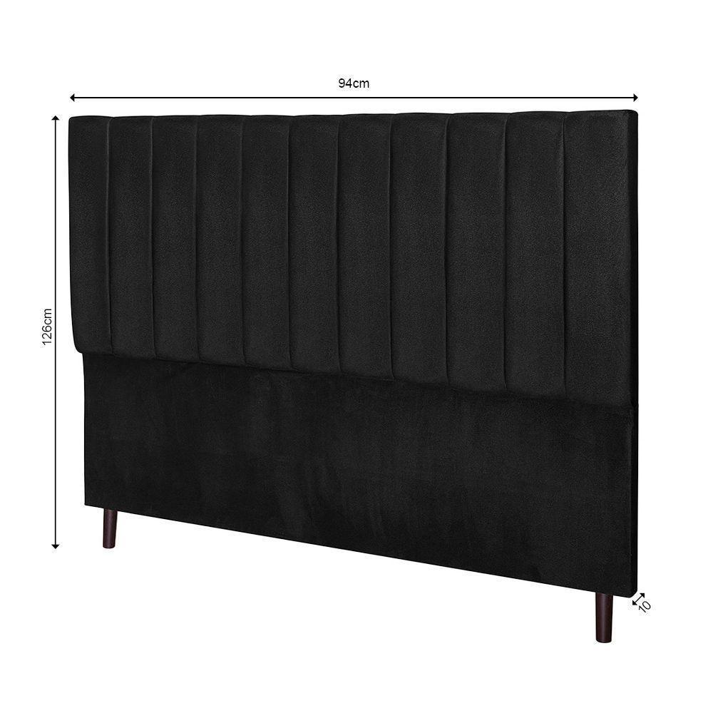 Cabeceira Leblon Para Cama Box Solteiro 94 Cm Suede Preto - 2