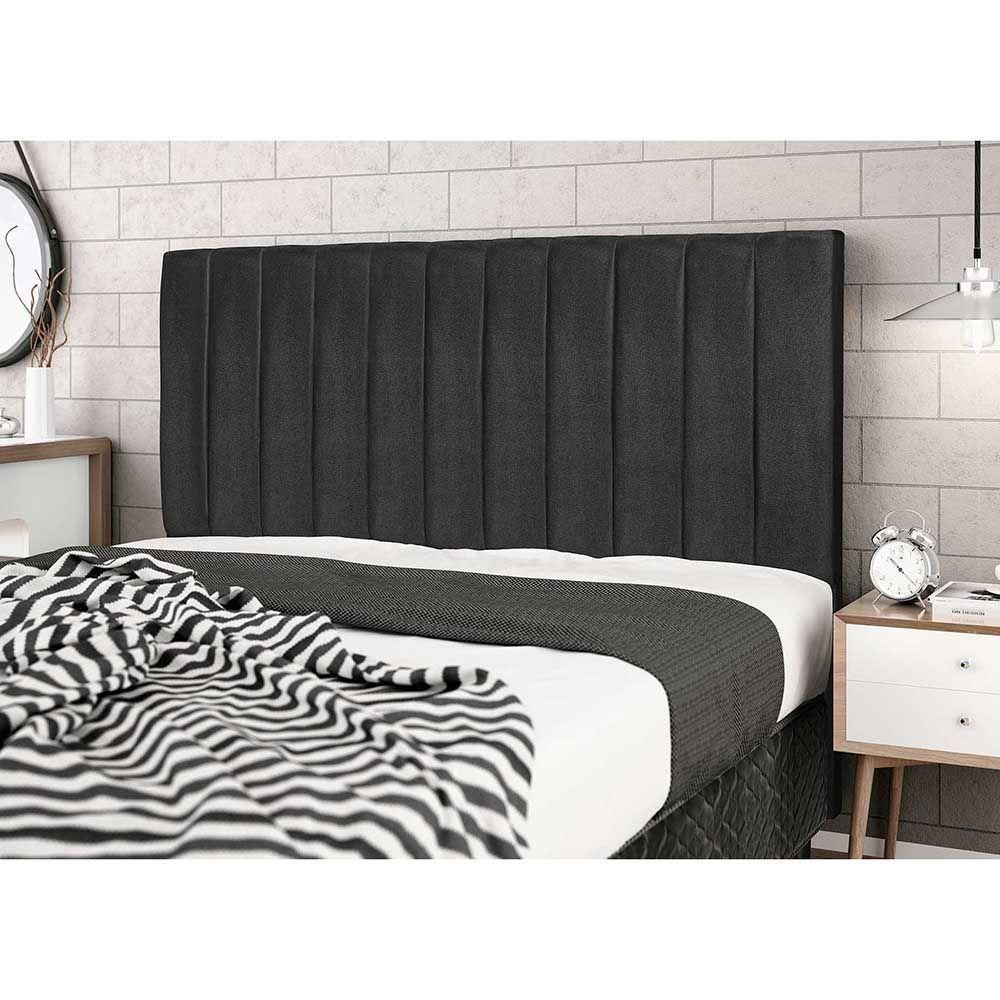Cabeceira Leblon Para Cama Box Solteiro 94 Cm Suede Preto - 3