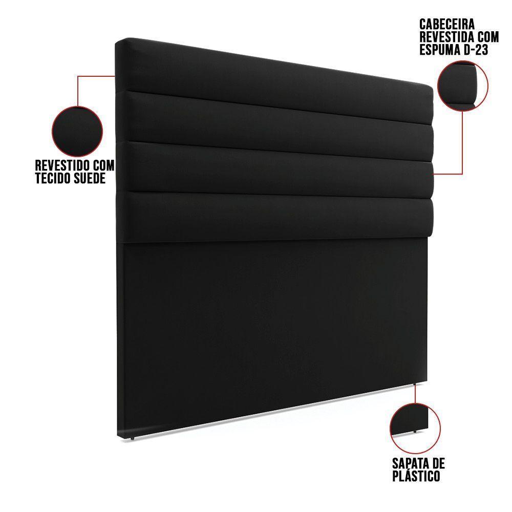 Cabeceira Para Cama Box Queen 160 Cm Suede Preto - 4
