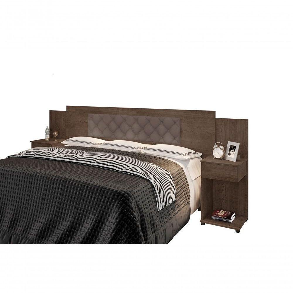 Cabeceira Box Bruna Chocolate Com Capitonê Bege Escuro - 2