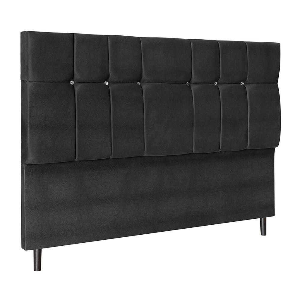 Cabeceira Paris Para Cama Box Solteiro 94 Cm Suede Preto - 1
