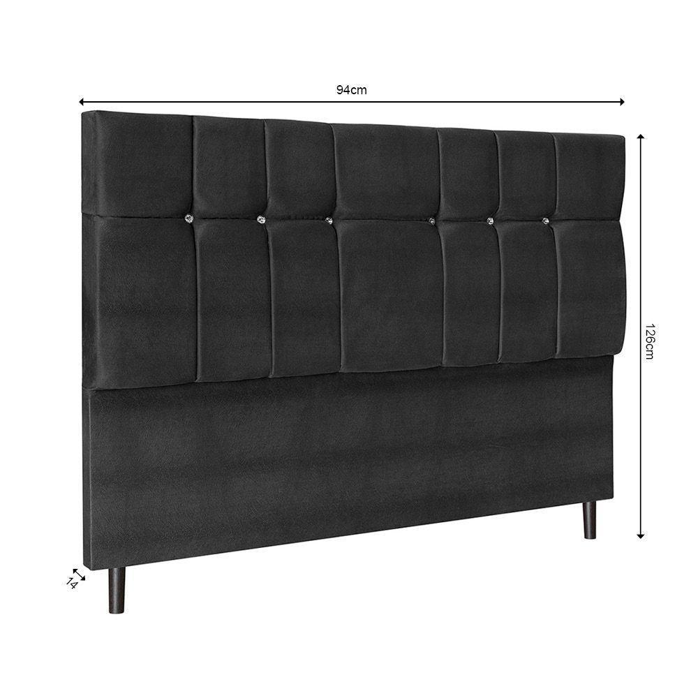 Cabeceira Paris Para Cama Box Solteiro 94 Cm Suede Preto - 2