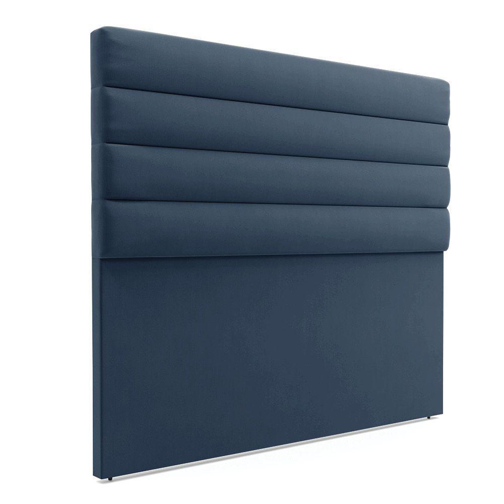 Cabeceira Para Cama Box Queen 160 Cm Suede Azul Marinho - 1
