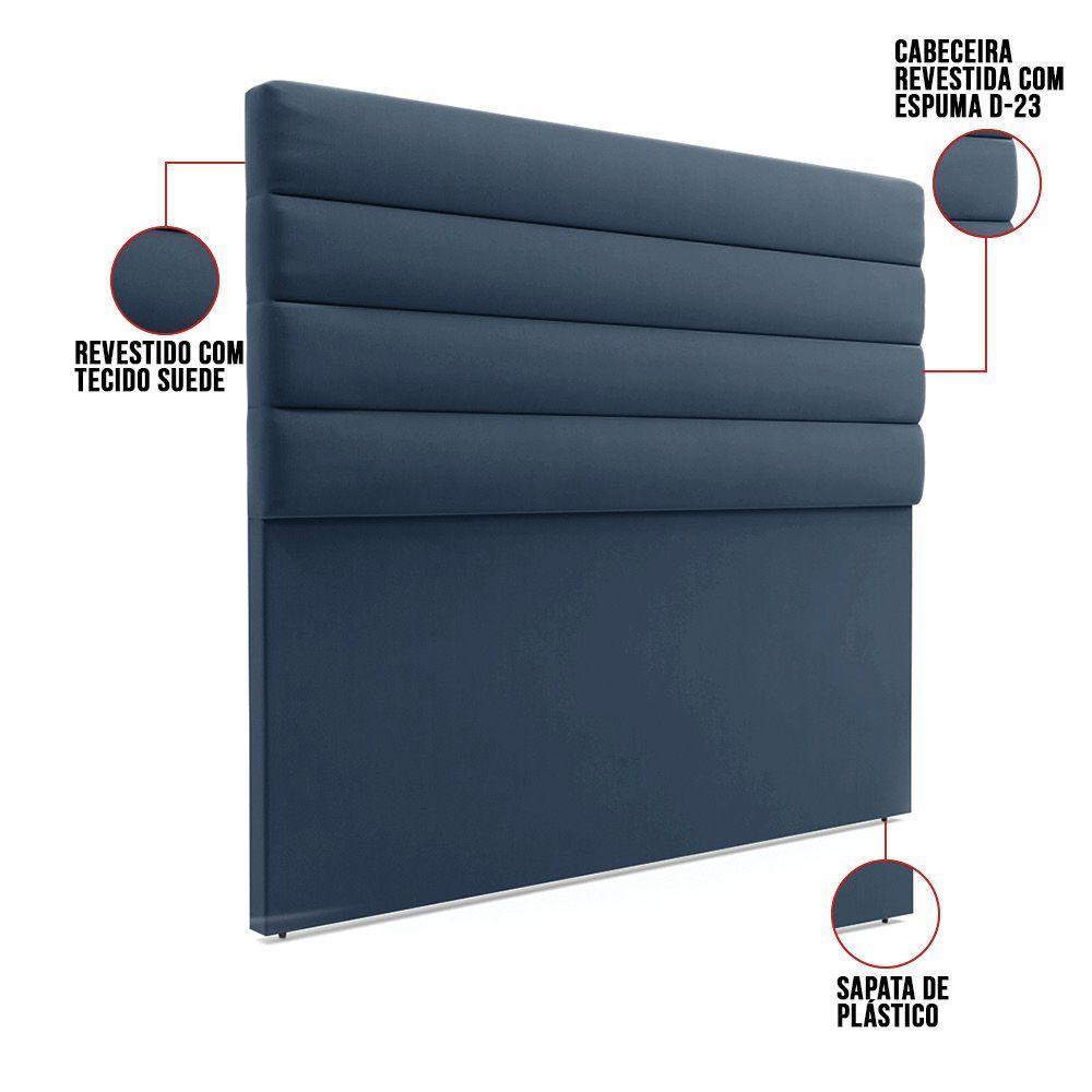 Cabeceira Para Cama Box Queen 160 Cm Suede Azul Marinho - 4