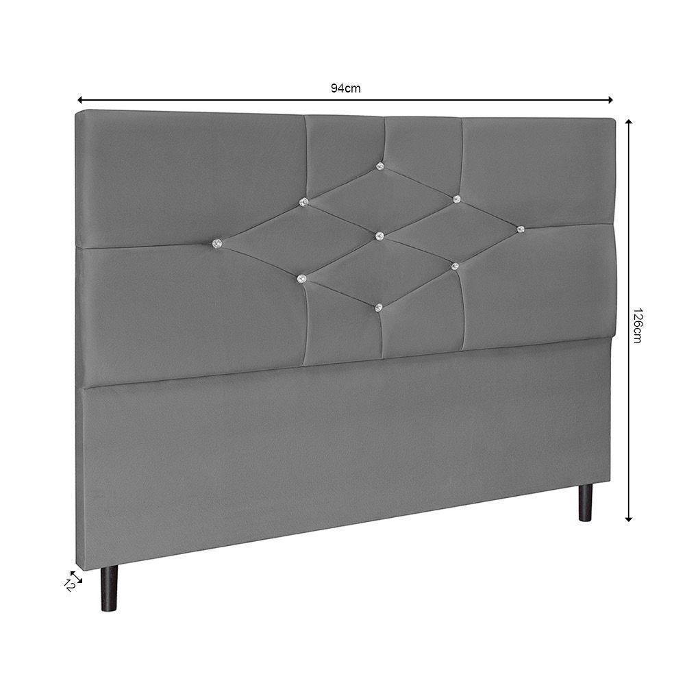 Cabeceira Camboriú Para Cama Box Solteiro 94 Cm Suede Cinza - 2