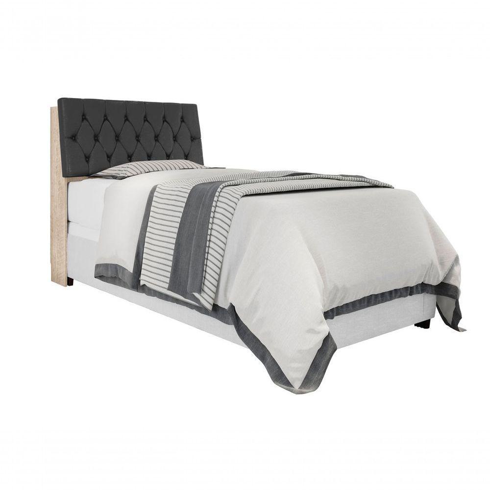 Cabeceira Box Solteiro Isis Amarula Com Capitonê Preto - 3