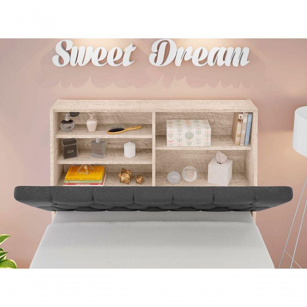 Cabeceira Box Solteiro Isis Amarula Com Capitonê Preto - 4