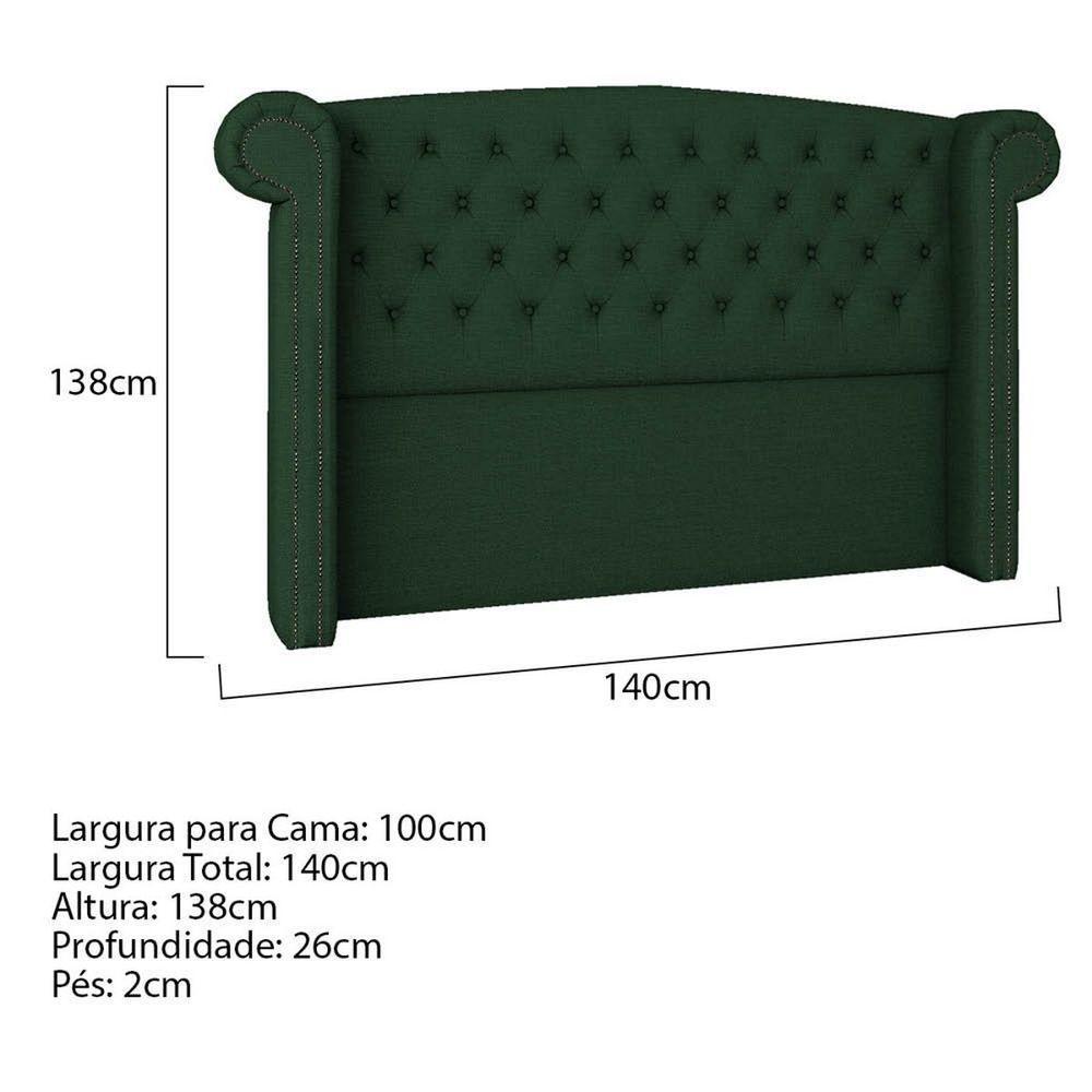 Cabeceira Casal Lyon P04 140 Cm Suede Verde Tca 947 - 5