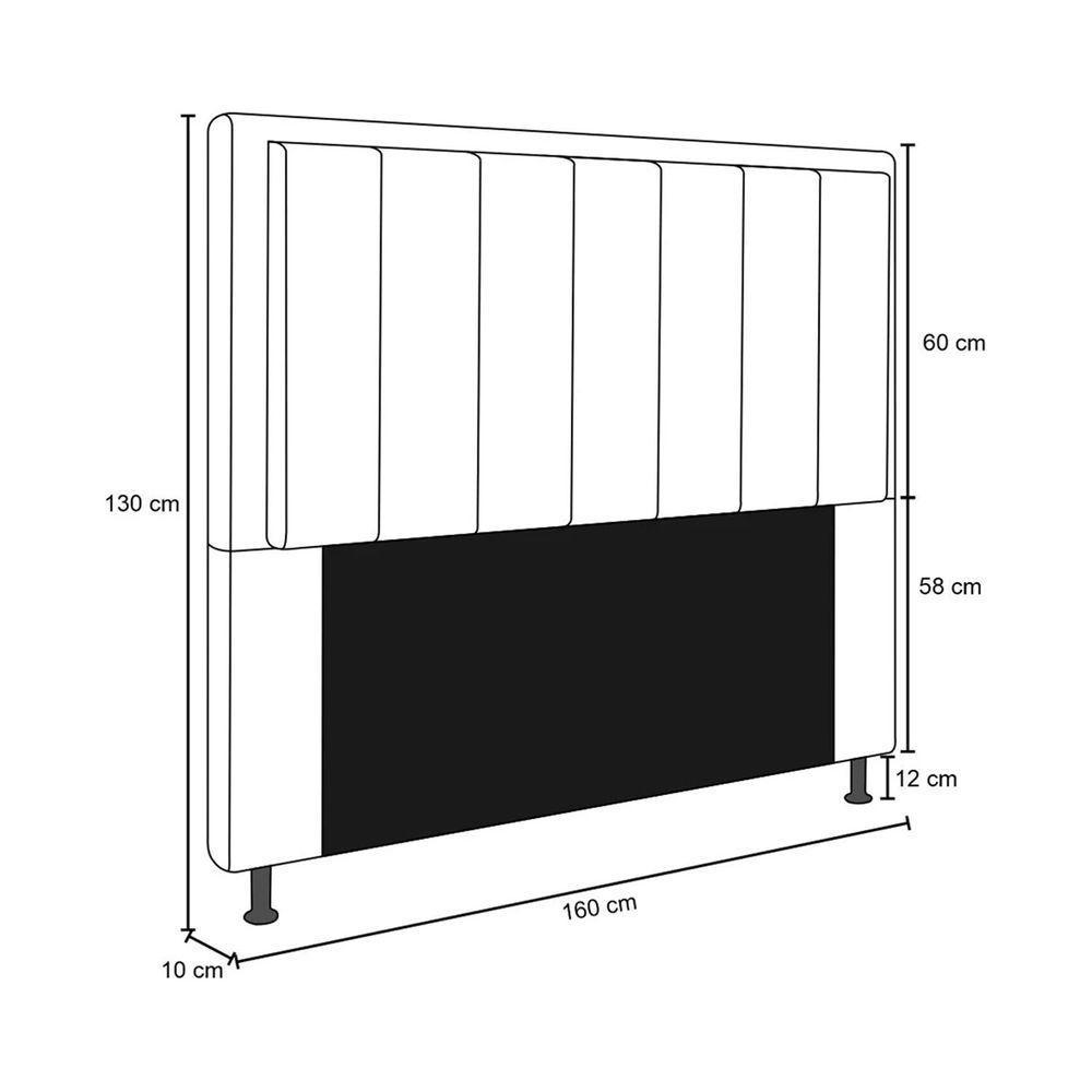 Cabeceira Opala Cama Box Queen 160Cm Linho Bege - 2